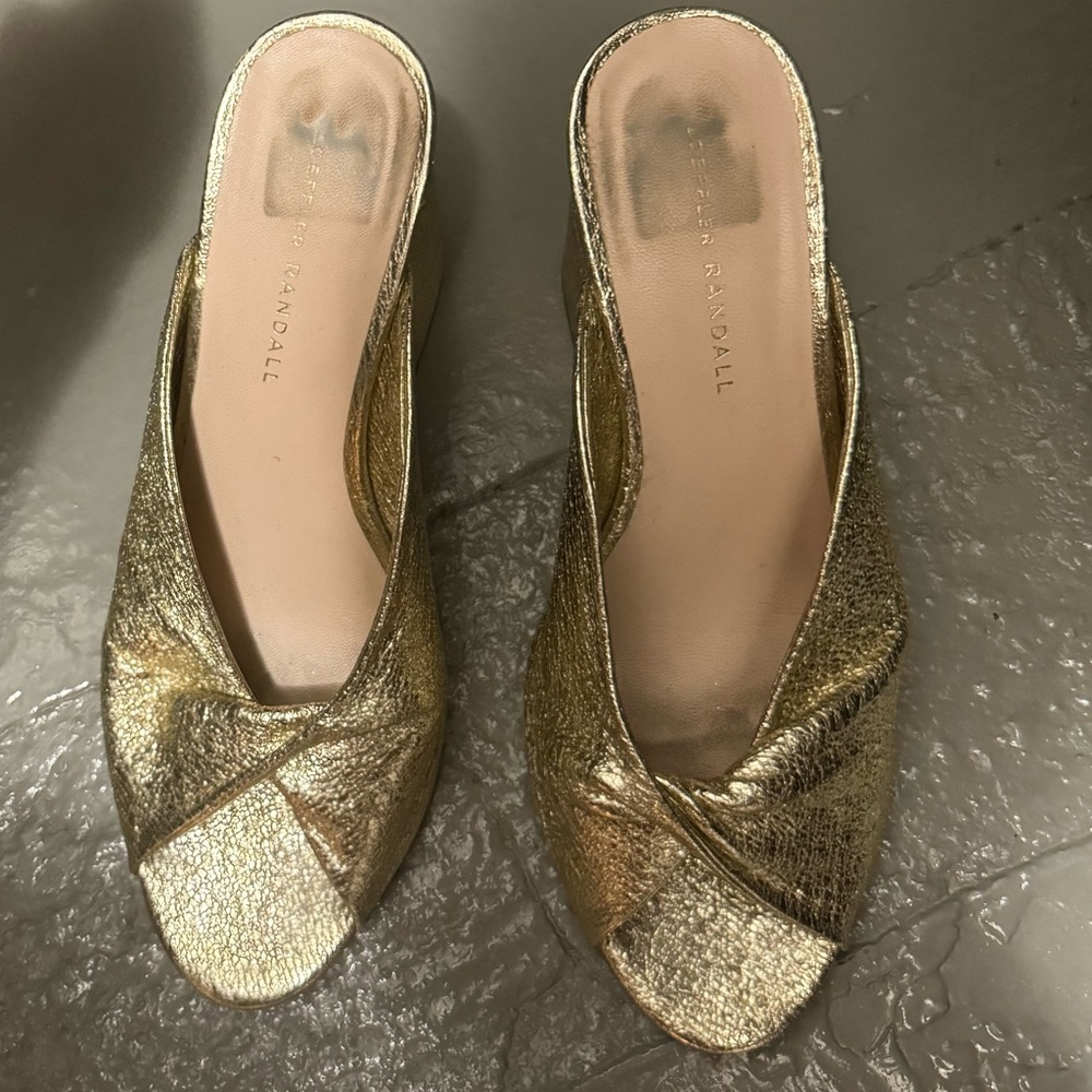 Loeffler Randall Leather Gold Slides
